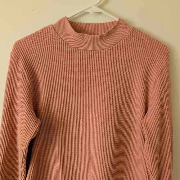 Madewell Womens Small Waffle Weave Top Pink Preppy Casual Lounge Basic Feminine - Picture 3 of 7